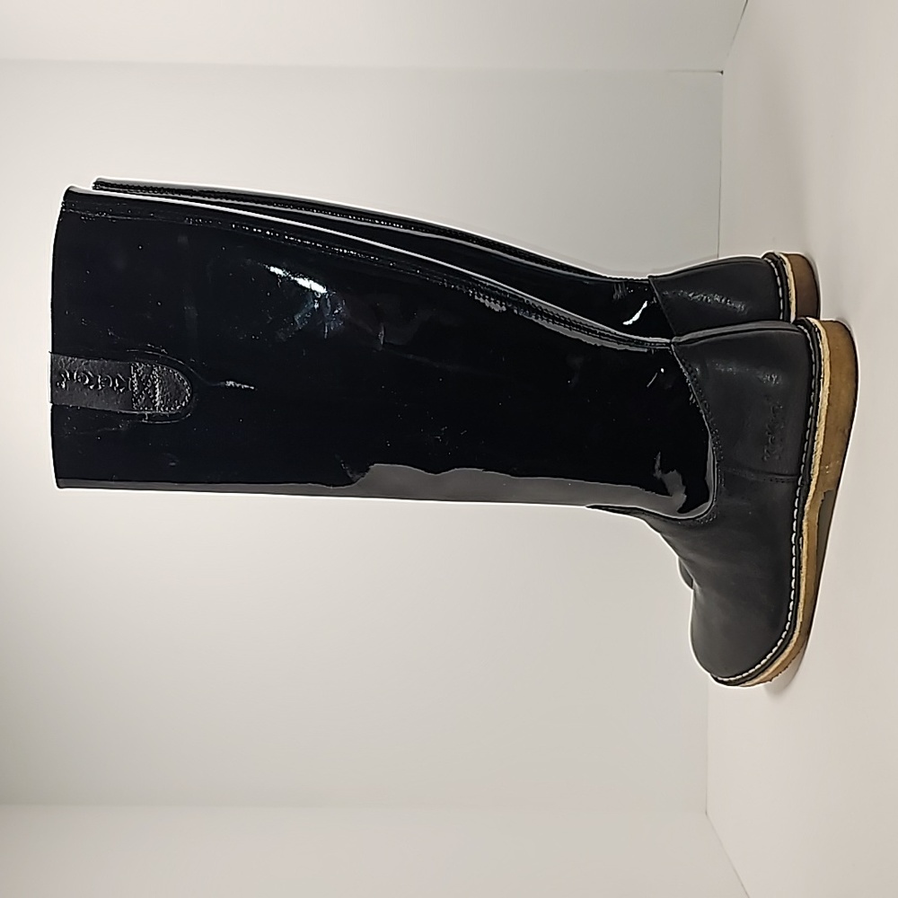 Kickers Credo2 Black Patent Knee High Boots Sz 37 Side Zip Equestrian Riding - Picture 6 of 16